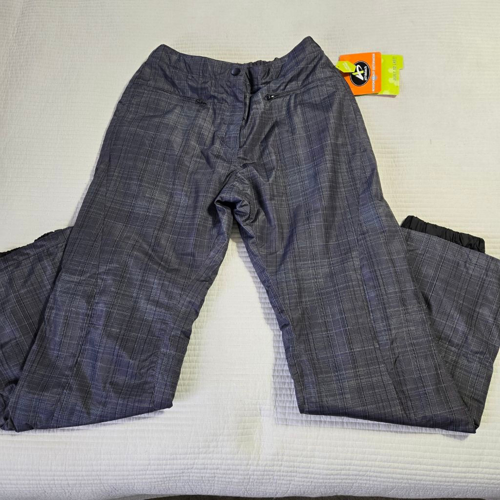 Women's AthleTech Gray Plaid Performance Outerwear Ski Pants Size M